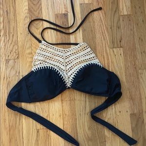 Black & crochet bathing suit top